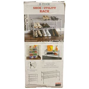 Seville Classics 2-Tier Stackable Shoe & Utility Rack, Silver